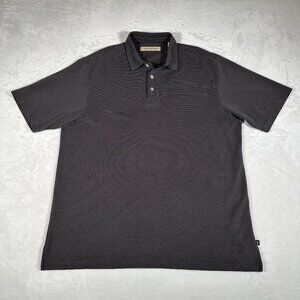 Tommy Bahama Polo Shirt Men Size L Gray Stripe Short Sleeve Stretch Golf Comfort